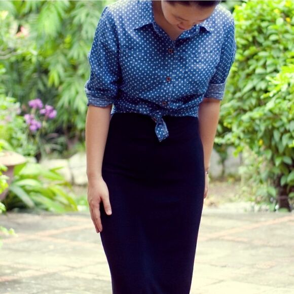 Confess Blue and White Polka Dot Button Up Shirt - Picture 2 of 15